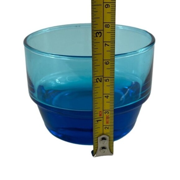 Mid-Century Bright Blue/Turquoise Weighted Bottom Lowball Cocktail Glass - Picture 8 of 9